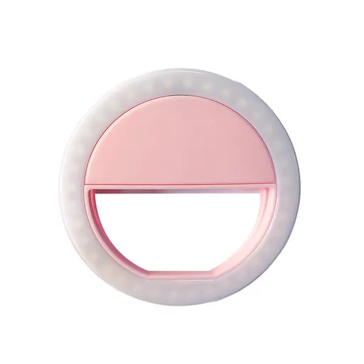 Rechargeable 85 mm LED Ring Light for Phones with Adjustable Brightness Modes, Clip-On Selfie Lighting for Makeup and Streaming, Pink