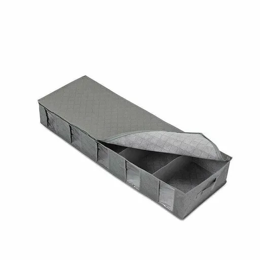 5 Compartments Clothes Shoes Under Bed Storage Organizer Box Bag Large Capacity - Grey
