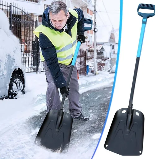 Aluminum Alloy Folding Snow Shovel with Long Handle, Multifunctional Off-Road Car Trunk Shovel for Outdoor Camping, 37 Inches Extended