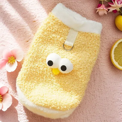 Kitten Cotton Vest Cloud Velvet Cartoon Big Eyes Bright Yellow Big Eye Vest L (Chest 45cm, Weight 8-12 jin)