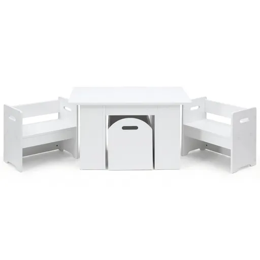 Keezi 3PCS Kids Table and Chairs Set Storage Toys Play Activity Desk