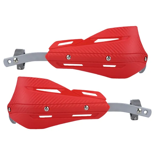 Professional Universal Motorcycle Handguards for Honda CC110 Cross Cub - Heavy Duty Aluminum Alloy Anti-Collision Brush Guards, Carbon Fiber Style Handlebar Protectors for Dirt Bikes and Off-Road Motorcycles - 1 Pair—Red