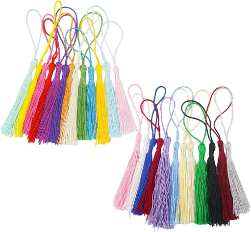 25 Pcs Handmade DIY Tassels 13cm/5 Inch Silky Soft Craft Mini for Projects, Jewelry Making, Decoration, Bookmarks (Multicolored) Multicolored
