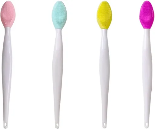 4 PCS Lip Scrub Brush,Double-Sided Silicone Exfoliating Lip Brush Exfoliating Brush for Men Wome Double-sided Soft ​Lip Brush for ​Smoother and Fuller Lip Appearance