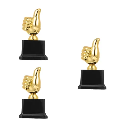Masteelf 3-Pack Thumbs Up Award Trophies for Competitions, Parties, Soccer, Basketball, Dance - Plastic Trophy Decorations