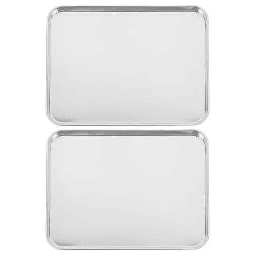 Set of 2 Stainless Steel Rectangular Serving Trays Food Pans for Parties and Catering