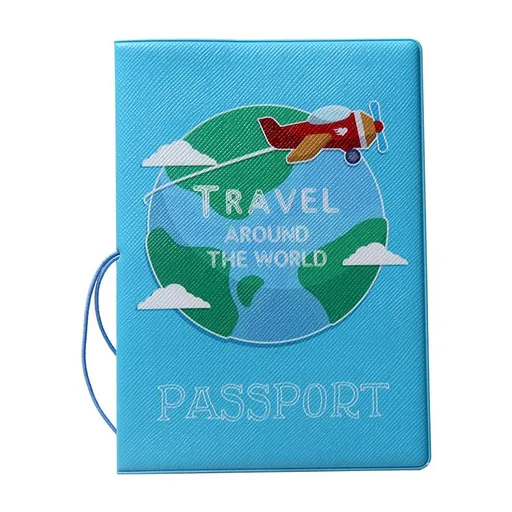 Passport Cover for Kids, Women and Men, Cute Travel Passport Holder (Airplane) Travel Accessories （blue）