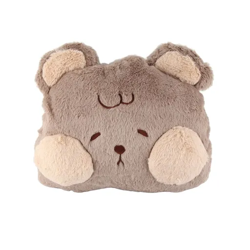 Stuffed Animals Travel Blanket Pillow Set Soft Plush Hugging Pillow Cute Plush Toy with Hand Warmer Design for Travel Home Office Bear