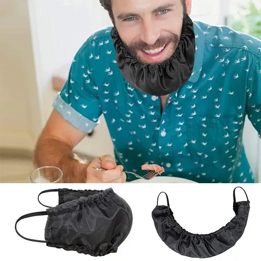 5 Pack Men Beard Bib Black Beard Covers Soft Comfortable and Silky Satin Facial Hair Apron Guard Bonnet Rag Man Bedtime Bib Beard