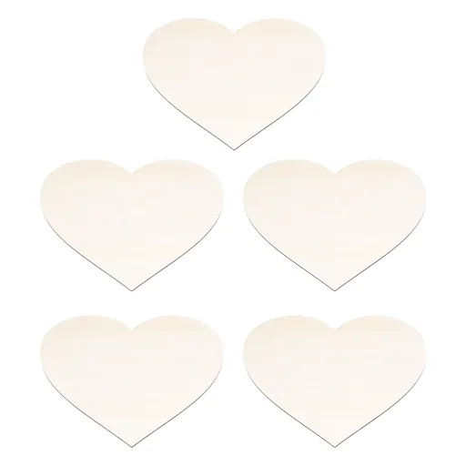 5PCS Christmas Woden Heart DIY Wooden Heart Slice Children Hand Drawn Craft for Family Decoration