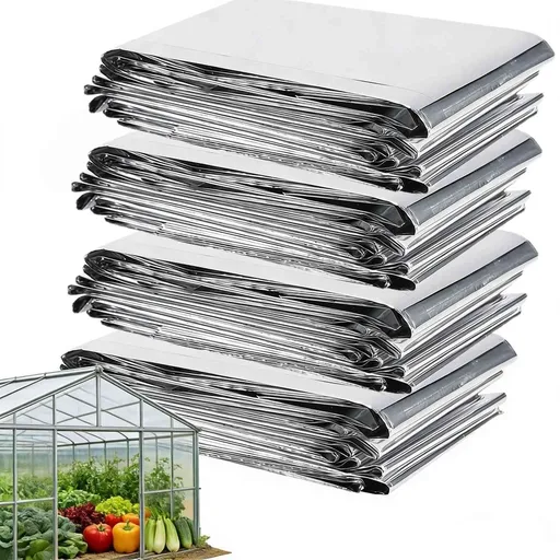 4Pcs Plant Growth Mylar Films, 82.68" x63" Garden Greenhouse Covering Foil Sheets Space Thermal Insulation Blankets for Growth Room First Aid Marathons Survival Camping Hiking, Silver