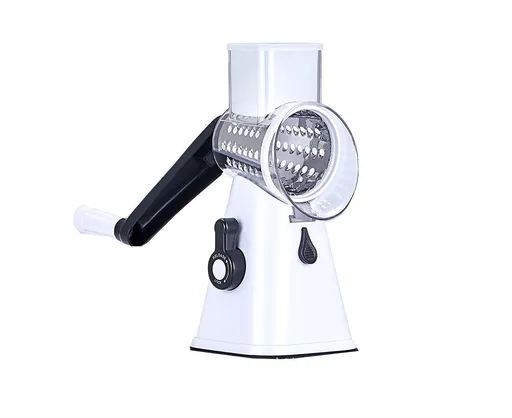 Kitchen Multifunction Vegetable Food Slicer Manual Rotary Drum Grater Chopper WHITE