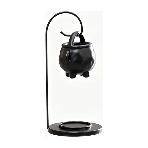 Halloween Witch Cauldron Aromatherapy Oil Burner, Iron Stand Incense Holder, Candle Wax Melter, Home Holiday Decoration, Tabletop Accent for Halloween Thanksgiving,Black