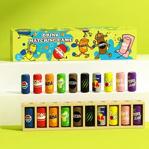 Interactive Beverage Matching Board Game with 20 Colorful Mini Bottles - Color Pairing Memory Challenge