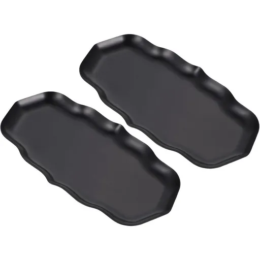 Black Stainless Steel Jewelry Dish Tray 2pcs for Necklaces and Trinkets