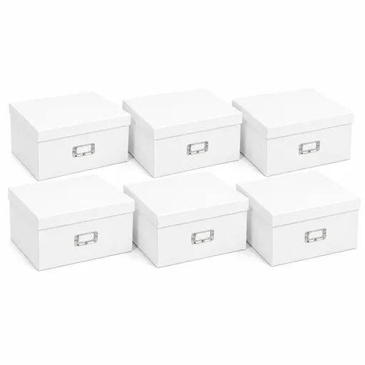 6x Italplast Eazi Fold A3 Paper Document Storage Box in White
