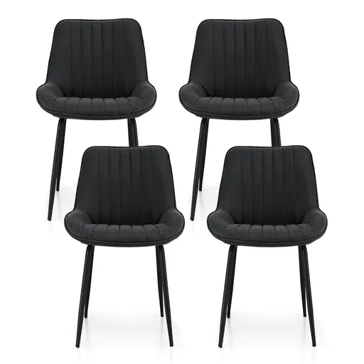 Artiss 4x Dining Chairs Retro PU Leather Kitchen Lounge Cafe Accent Chair Black