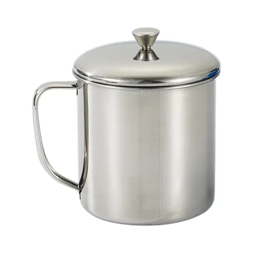 Stainless Steel Coffee Cup - Metal Tea Mug with Lid and Handle for Camping and Everyday Use S Silver