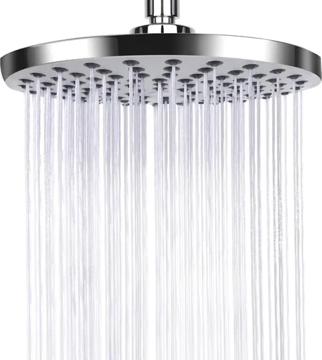Deluxe Rain Shower Head - ø 20 CM - Shower Head - Rain Shower - High Pressure - Water-Saving Shower Head - Stainless Steel - Anti-Limescale Shower Head - Overhead Shower - Wellness - Spa - Chrome - Round - Rain Shower Head - Suitable for Bathroom - S