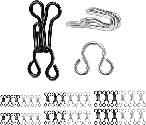 120 Set Tiny Hooks and Eyes Closures for Sewing, Bra Hook Replacement Clasps, Hook and Eye Clasp for Clothing Bra Trousers Skirt Underwear Sewing DIY Craft