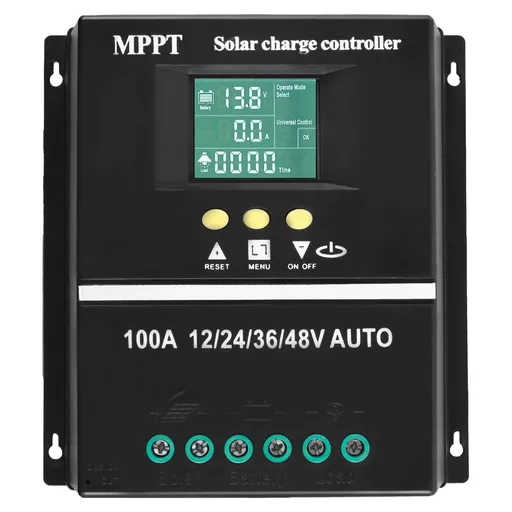 MPPT 36V/48V/24V/12V Solar Charge Controller Tools LCD Dual USB Lead Acid Lithium Batteries Quick Charger - Black - Size 100A
