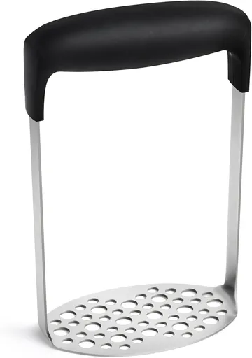 Upgraded Potato Masher, Durable Non-break Handle, Rust-proof, Dishwasher safe, Heavy duty 304 Stainless Steel, Kitchen Gadgets Gifts, Black