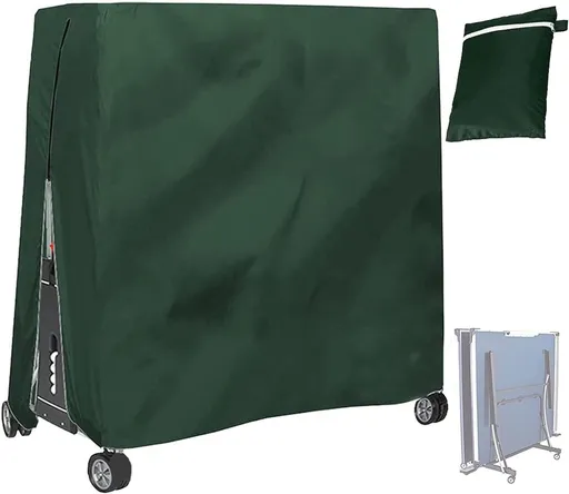 210D Waterproof Table Tennis Table Cover - Table Tennis Table Cover - Waterproof, windproof and UV-resistant - Dustproof - Table Tennis Table Protector - Protective Cover - Foldable Table Tennis Table Cover for Indoor and Outdoor Use - Green - 165×70