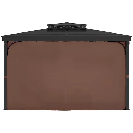Gazebo Curtains Outdoor, Fit Most 2840 x 2840 x 2110 mm Gazebos, 4-Panel Sidewall Gazebo Privacy Curtains with Zippers, Outdoor Curtain Replacement for Patio Canopy, Only Curtain, Coffee