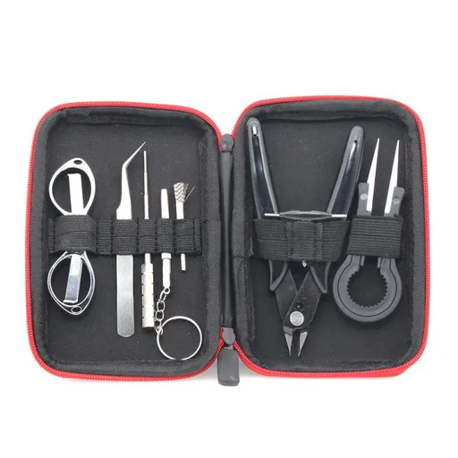 DIY Home Repair Tool Kit, Ceramics Tweezers,Diagonal Pliers,Folding Scissors, Brush, Screwdrivers with A Carrying Zipper Case