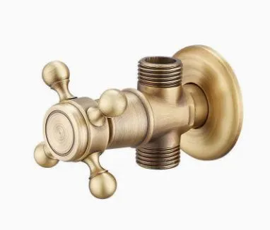 Antique Brass Faucet for Garden Hose, Fence, Bathroom & Outdoor Use – Durable and Stylish Faucet Accessory, Perfect for Home and Gardening - Bronze - Size Angle valve4