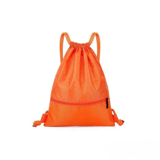 Backpack Sport Pack String Tote Gym Bag Cinch Sack School Drawstring Capacity - Orange
