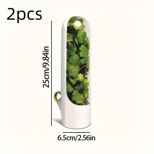 2pcs Herb Preserver Seed Pods Keep Vegetables Fresh Cilantro Container for Fridge, Preserve Herbs in Bottle, Mint Fridge Storage, Keep Green Fresh 2-3 Weeks Refrigerator Kitchen Supplies Cylinder