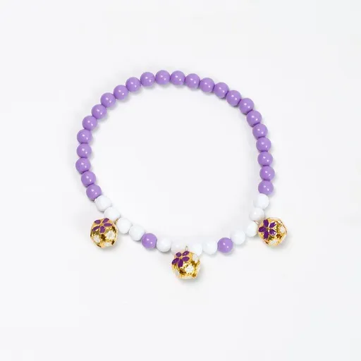 Pet Necklace Pearl Hollow Cat Dog Jewelry 32cm Purple ° Elastic thread...about...32cm