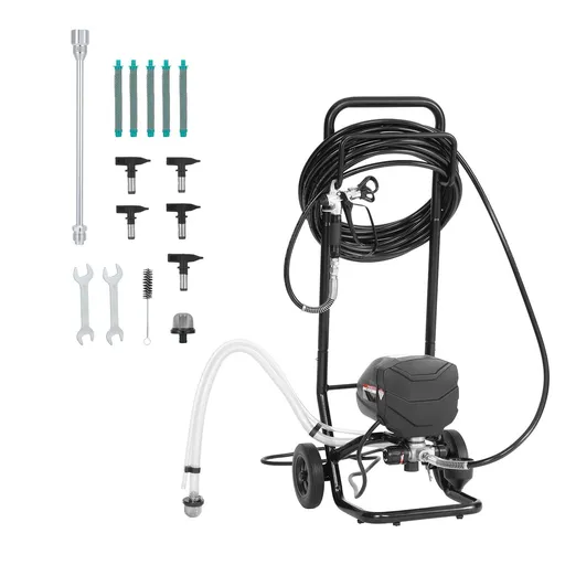 Stand Airless Paint Sprayer, 650W, 3000PSI High Pressure Airless Sprayer with Cart, Cleaning Brush, Hose, Extension Rod, Nozzles, Electric Spray Paint Machine for House Exterior and Interior