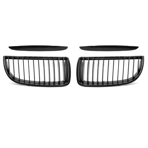Front Upper Hood Bumper Grille Grill for Front Left Right Upper Bumper Kidney Grille Grill Signal Slat Gloss Black 1Pair