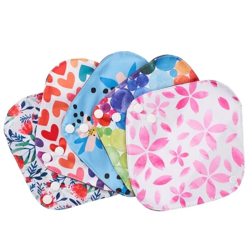 Bamboo Charcoal Reusable Menstrual Pads for Women - Reusable Sanitary Pads | Reusable Panty Liners | Soft Cloth Menstrual Pads - 5 Pack (Small)