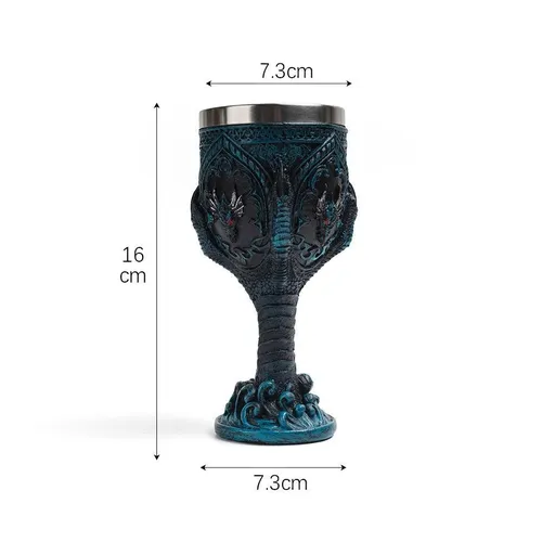 Resin Sea‑Creature Scale Pattern Goblet 2 PCS, Deep‑color Embossed Cup, Stainless Steel Inner Liner, Tableware for Christmas & Halloween Event