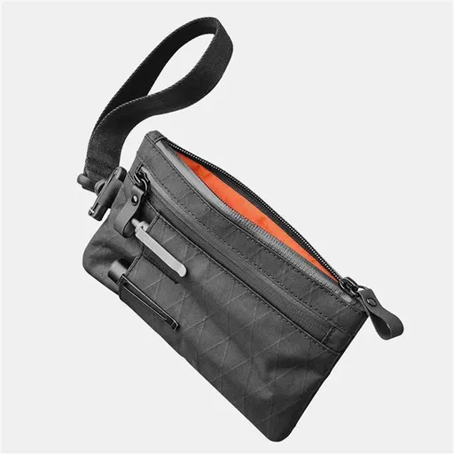 Minimalist Zipper Wallet - with Blocking ID Card Holder Wallet with Zipper for Men with Multi-tool Slot（black）