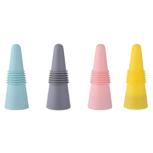 4 PCS Wine Bottle Stoppers, Bottle Cork Silicone Great Screw Texture Resuable Champagne Wine Beer Bottole Stoppers for Home