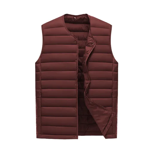 XL Wine Red Men's Lightweight Quilted Puffer Vest - Ideal Sleeveless Jacket for Winter Layering