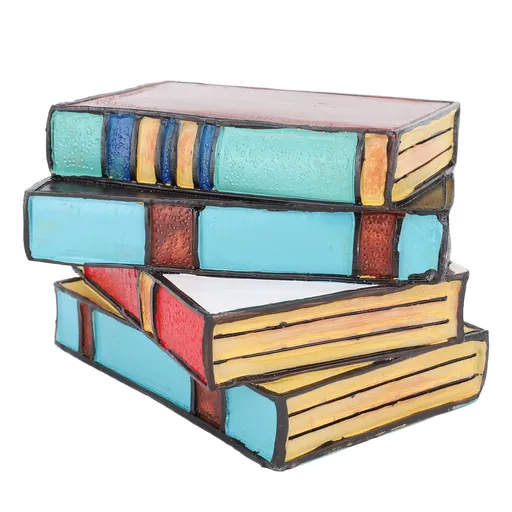 Stained Stacked Books Lamp Resin Handmade Vintage Warm Light Reading Nook Lighting Table Lamp ForNightstand Desk Decoration