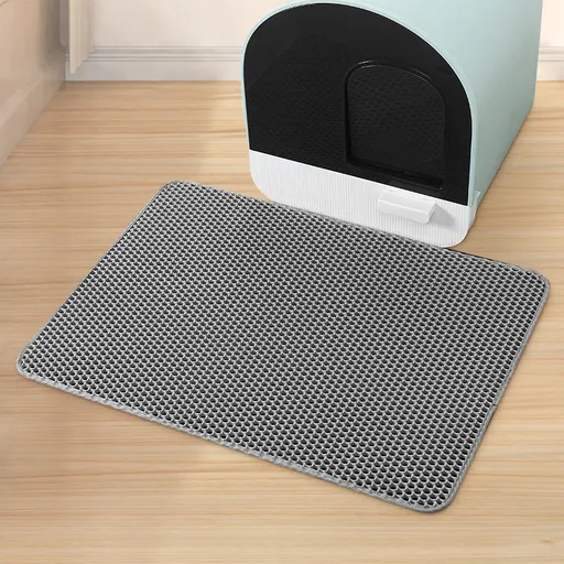 Cat Litter Trapping Mat Double-Layer Waterproof EVA Honeycomb Design Large Grey 45cm x 60cm