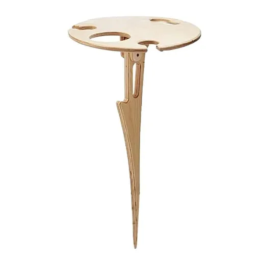 Outdoor Wine Table with Folding Round Desktop,Wooden Portable Picnic Table Modern Wine Glass Rack Wine Bottle Holder Mini