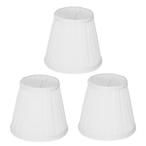 3PCS E14 ClipOn Cloth Lamp Shade Modern Fabric Lampshade Table Light Cover for Candle Chandelier(White )