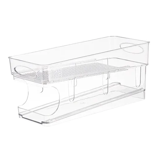 Double Layer Soda Can Organizer Automatic Rolling Transparent Beverage Can Storage Organizer for Refrigerator
