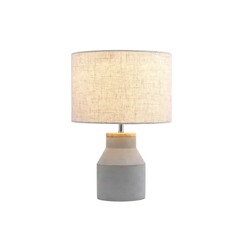 Table Lamp Industrial Style Concrete Base Grey Beige Drum Shade 41H x 25W x 25D
