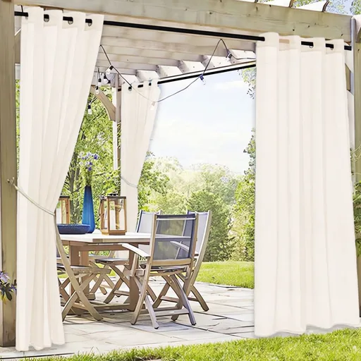 Transparent Outdoor Window Screen Curtain - Waterproof Patio Terrace Pavilion Screen - Polyester Mesh Curtain for Shading Ventilation - 213x132cm 1 Panel - Wind Resistant Metal Hanging System