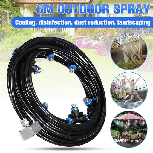 Outdoor Misting Cooling System Water Sprinkler Kit for Garden Patio DIY Spray Cooling Humidification 6/8/10M Length with Nozzles