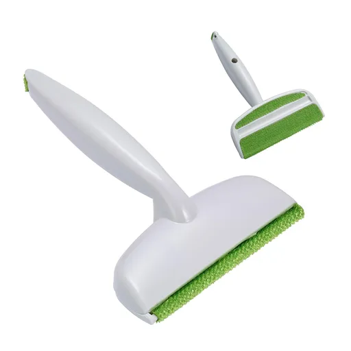 Pet Hair Remover 2-in-1 Portable Dog Cat Hair Shaver Brush for Carpet Clothes Couch Pet Bed White