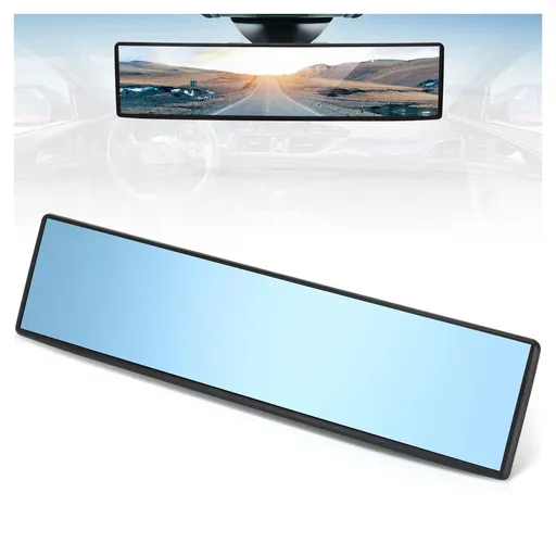 Universal Rear view Mirror Panoramic Wide Angle curved Rearview Mirror to expand view reduce Blind Spots Blue Anti-Glare